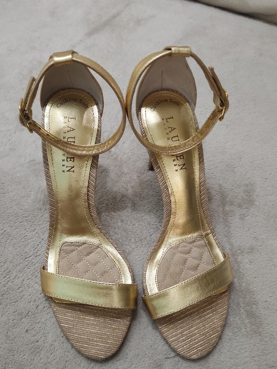Lauren Ralph Lauren Metallic Gold Ankle-Strap Stiletto Sandals